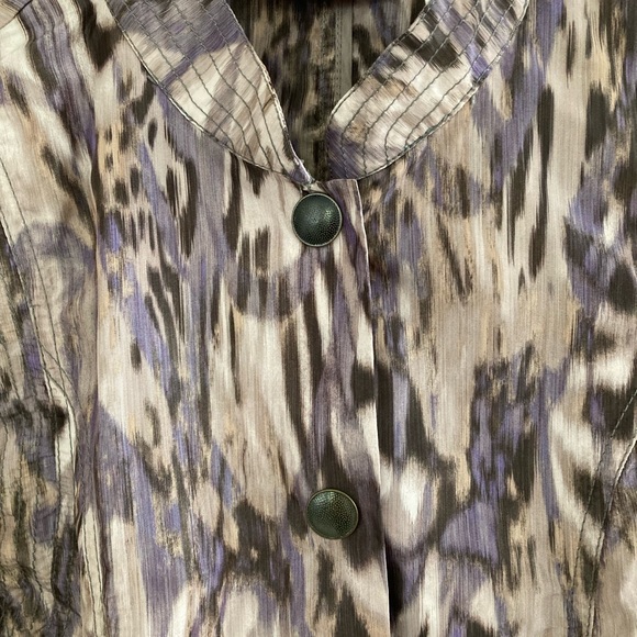 Chicos Jacket Womens Size 1 Tie Dye Snap Buttons Windbreaker Zip Pockets - Picture 6 of 7